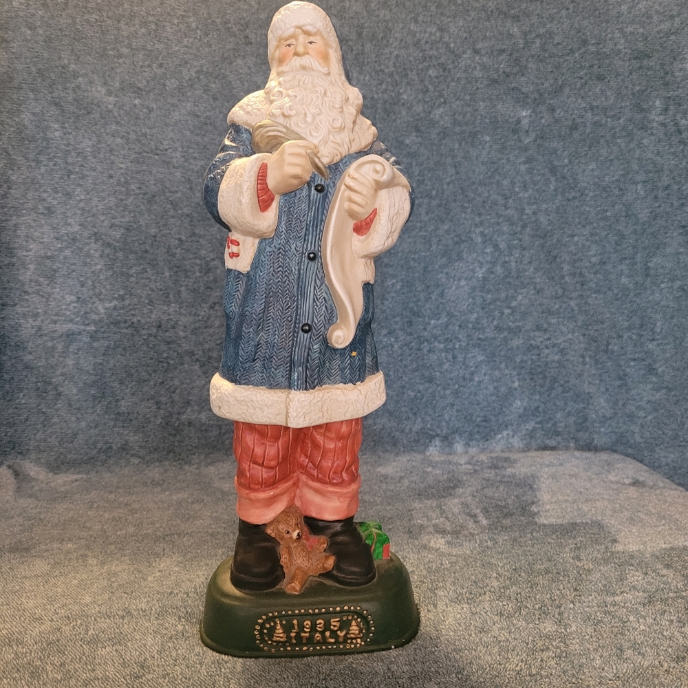 Vintage Santa Claus Figurine with Blue Coat